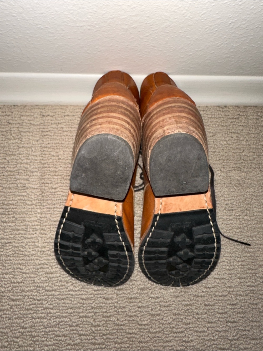 Red Wing Shoes Tan Leather Moc-Toe Heeled Boots - Picture 7 of 11